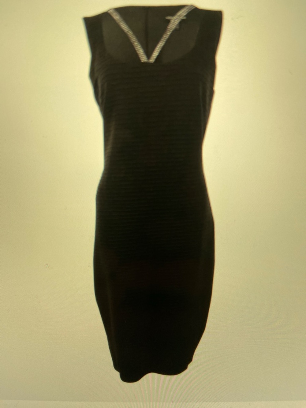 connected apparel Black Sleeveless Rhinestone-Trim V-Neck Midi Dress